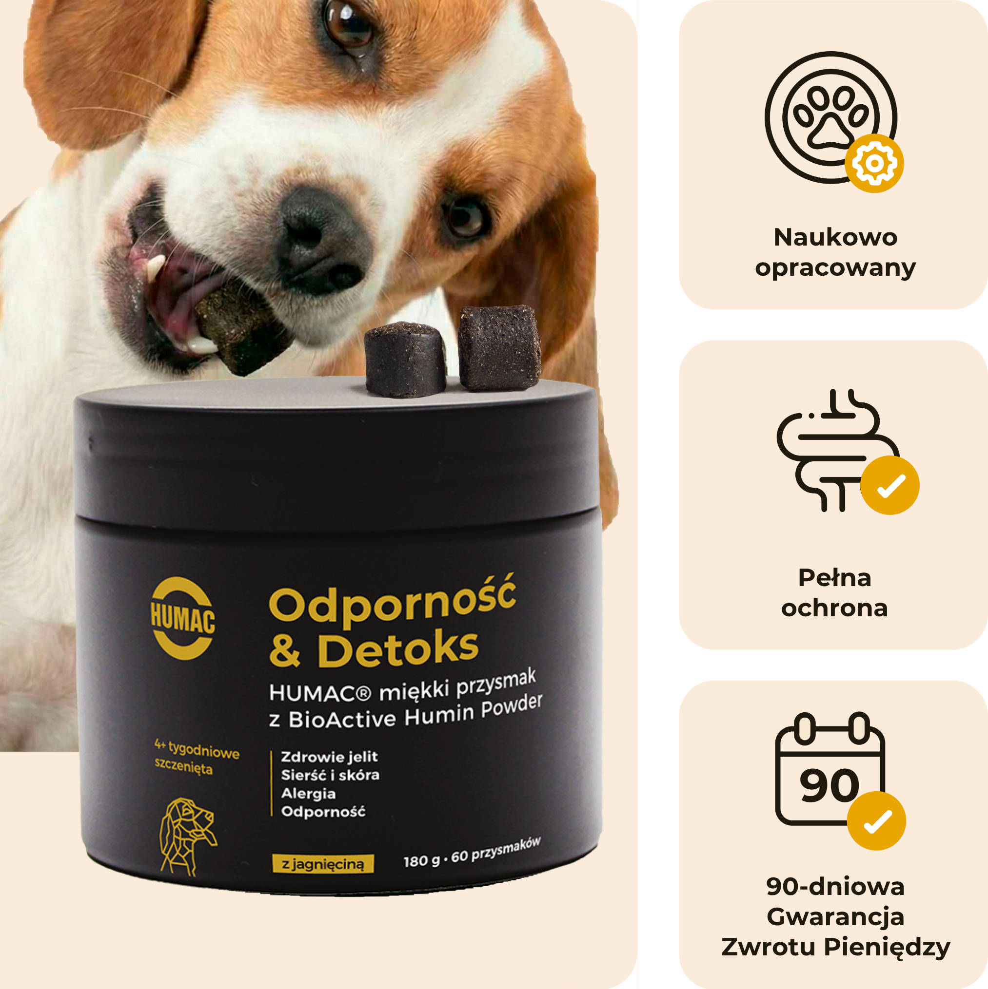 HUMAC® funkcjonalny przysmak 180g (60 szt.) – Odporność & Detoks