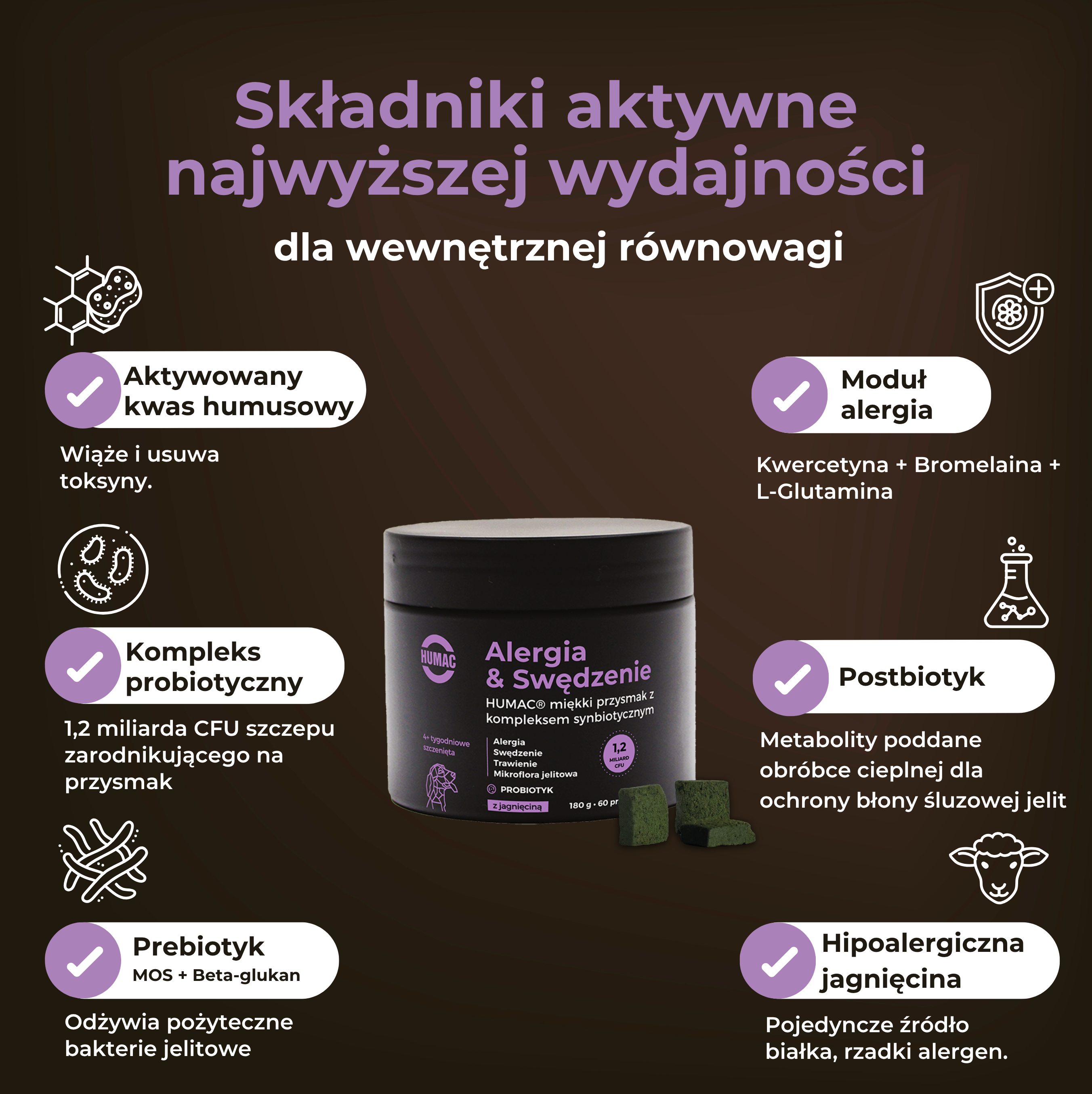 Alergia & Drapanie się – Humac funkcjonalny przysmak 180g (60 szt.)