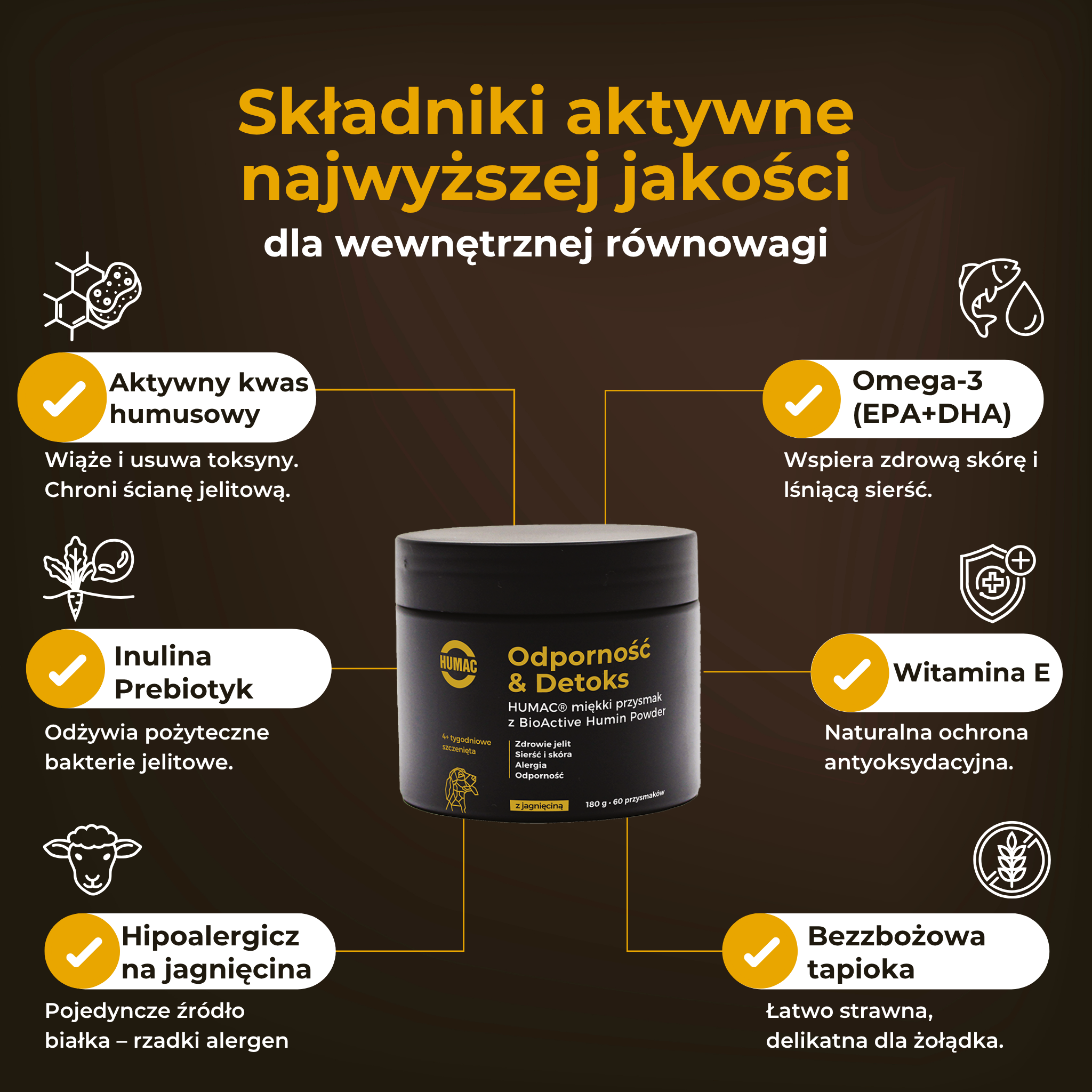 HUMAC® funkcjonalny przysmak 180g (60 szt.) – Odporność & Detoks